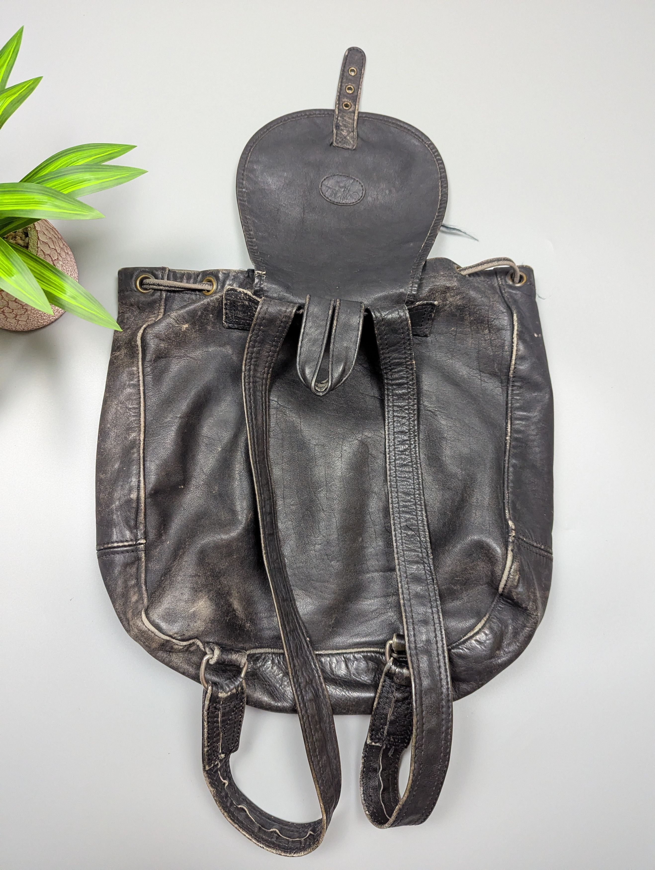 Camel CAMEL Vintage 80s 90s Leather Backpack Size ONE SIZE - 10 Thumbnail