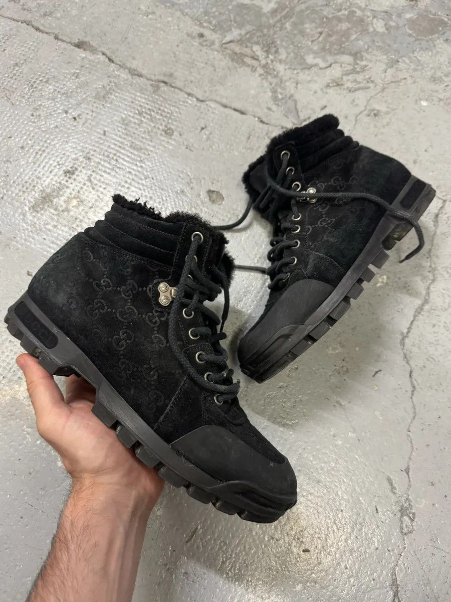 Gucci Gucci Nebraska Black Suede Fur Leather Boots Size US 7.5 / IT 37.5 - 1 Thumbnail
