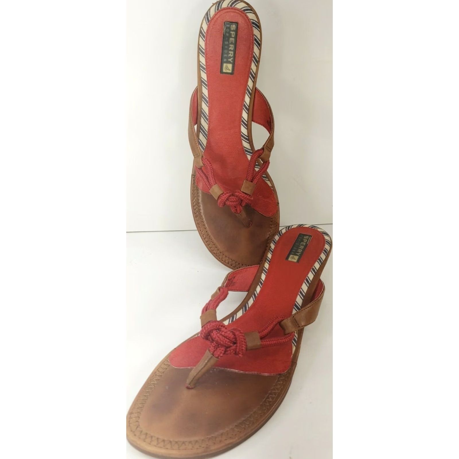 Sperry Sperry Top-Sider Women's Wedge Sandal Size 10M Red Slip On Non-Marking Thong Casual Rope Work Size L / US 10 / IT 46 - 5 Thumbnail