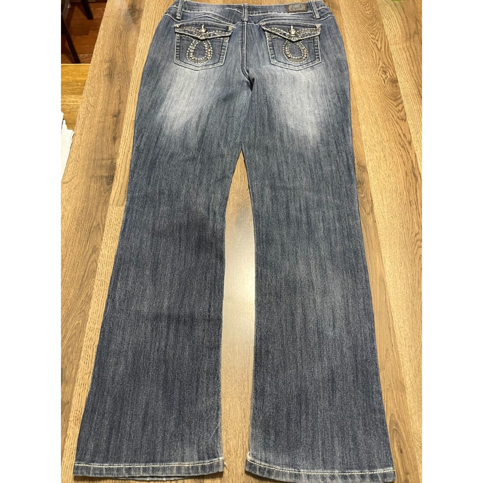 Vintage Earl Jean Jeans Women's 8 Blue Denim Straight Jeweled Pockets Jeans Belt Loop Pockets Regular Rise Vintage No Size 30" / US 8 / IT 44 - 2 Thumbnail