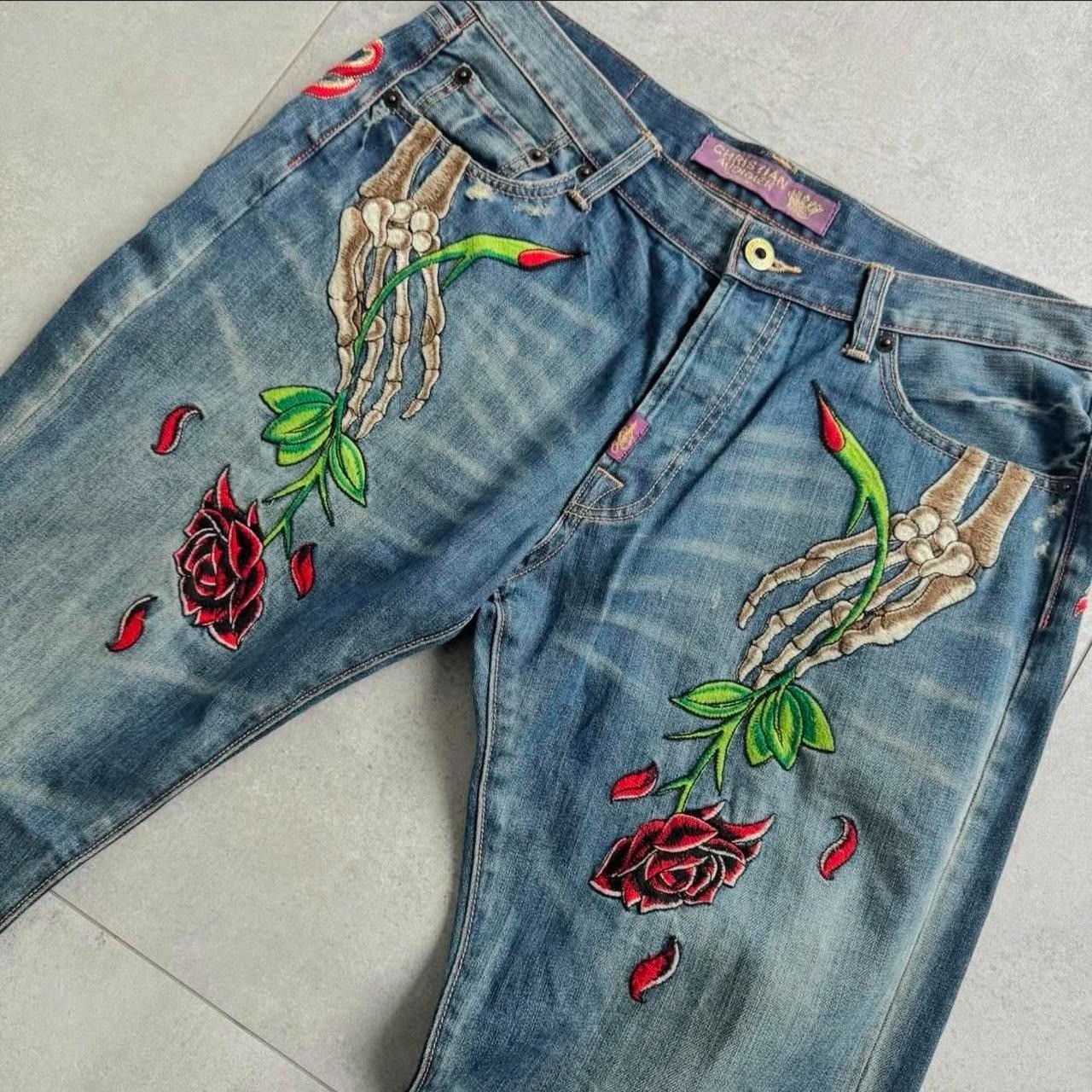 Christian Audigier × Ed Hardy Christian Audigier Skull Rose Jeans Size US 36 / EU 52 - 5 Thumbnail