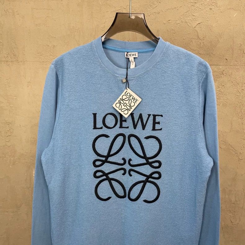 Loewe LOEWE Blue front embroidered logo round neck hoodie Size XS / US 0-2 / IT 36-38 - 6 Thumbnail
