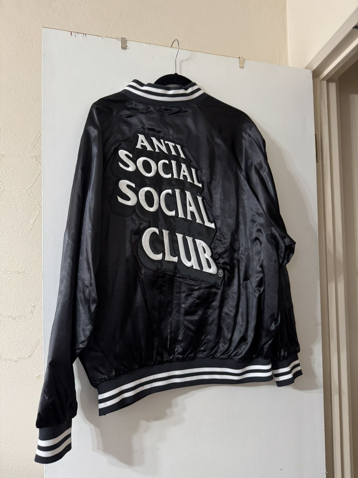 Anti Social Social Club Anti Social Social Club Satin Black Varsity Jacket Size US XXL / EU 58 / 5 - 4 Thumbnail