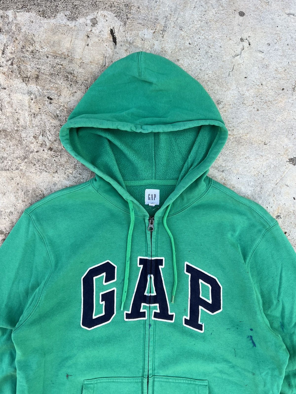 Gap Vintage Y2K Gap Green Painted Zip Up Hoodie Size US M / EU 48-50 / 2 - 2 Thumbnail