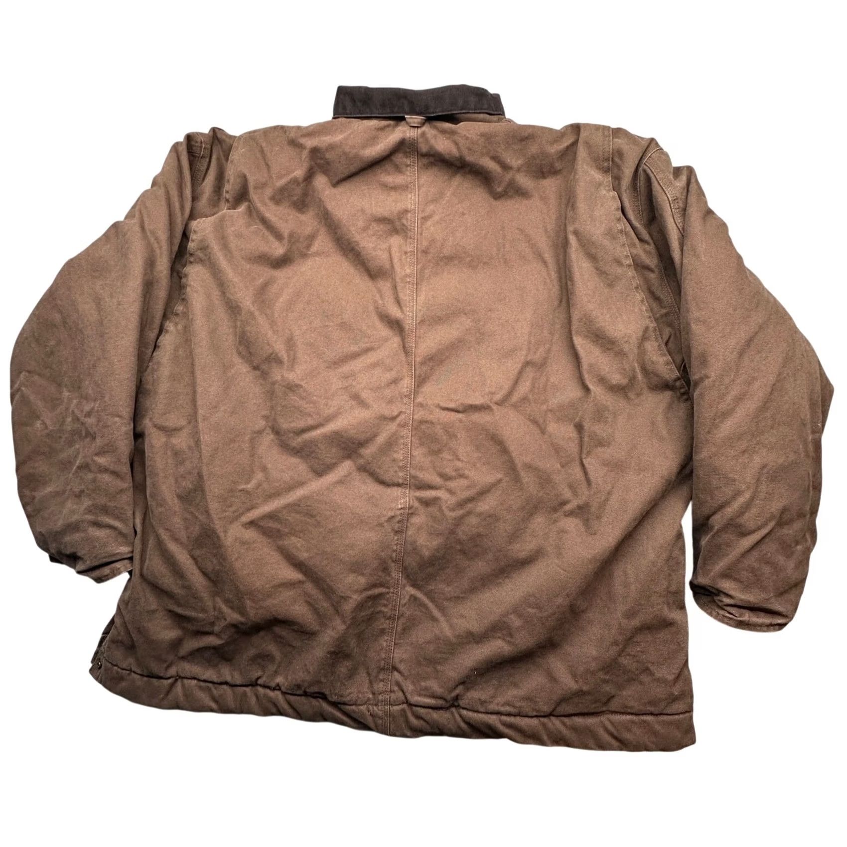 Vintage Berne Heartland Washed Chore Coat Jacket Mens 3XL Duck Canvas Quilt Lined CH377BB Brown Workwear Overcoat Zip Mens Bowed to: 3XL shows Chest 63 in Size US XXL / EU 58 / 5 - 2 Thumbnail
