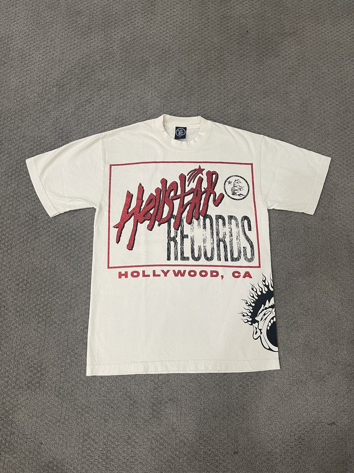 image of Hellstar Record Tshirt in Cream, Men's (Size Small)