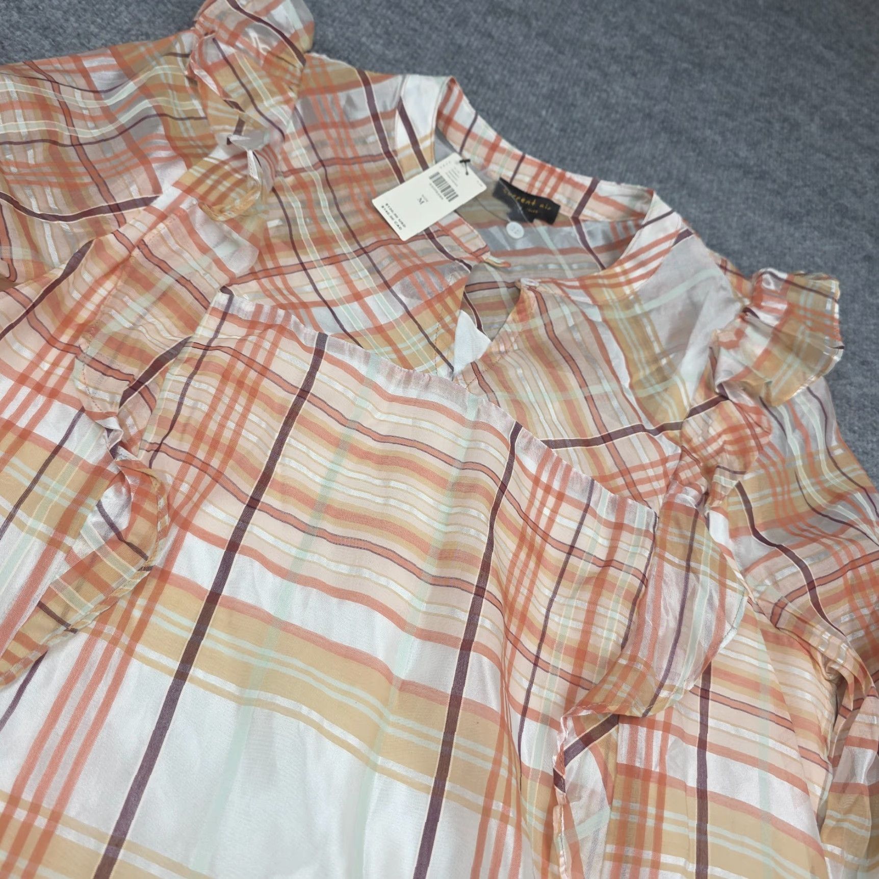 Anthropologie VINTAGE? ANTHROPOLOGIE Current Air Peasant Top Shirt Women's M Plaid Ruffled NWT Size M / US 6-8 / IT 42-44 - 2 Thumbnail