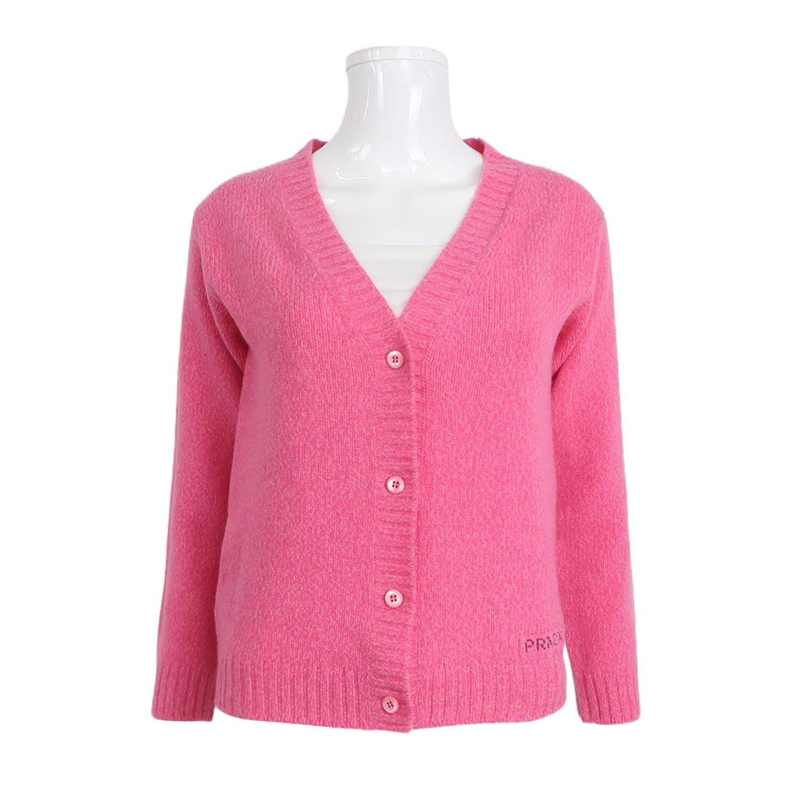 Prada Prada Pink Logo Cardigan Sweater - dmc Size L / US 10 / IT 46 - 1 Thumbnail