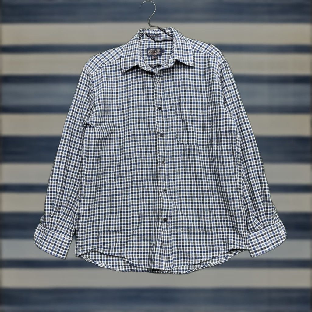 Pendleton Pendleton Shirt Mens Medium Blue Check Wool Flannel Button Up Long Sleeve Size US M / EU 48-50 / 2 - 1 Thumbnail