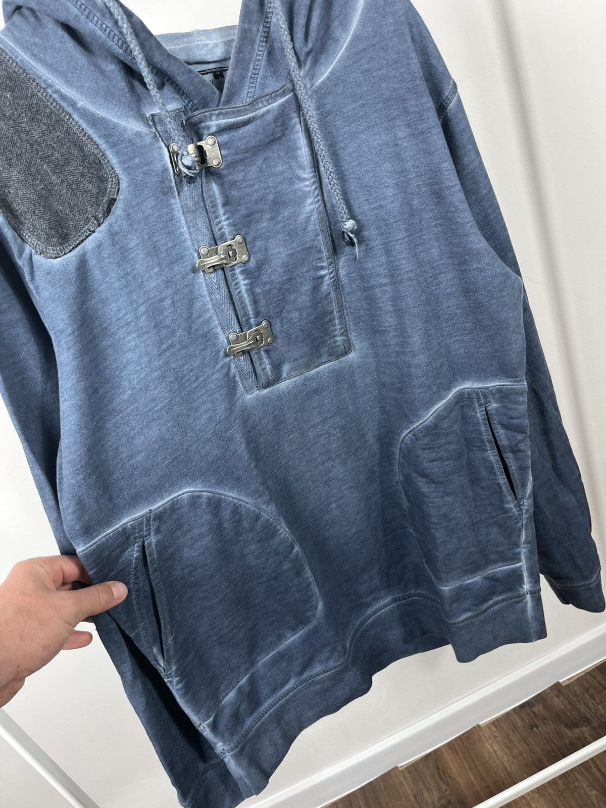 Desigual Desigual blue washed hoodie with metal buckles size M men Size US M / EU 48-50 / 2 - 4 Thumbnail