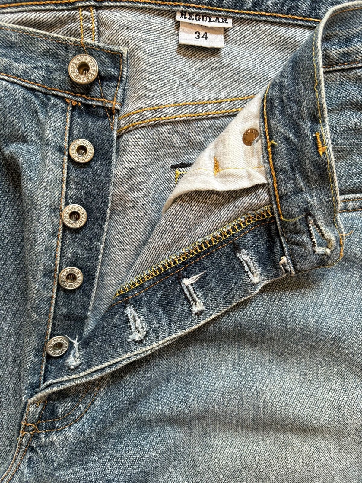Replay Vintage Italy Replay Button Fly Mud Wash Loose Baggy Jeans Size US 33 - 3 Thumbnail