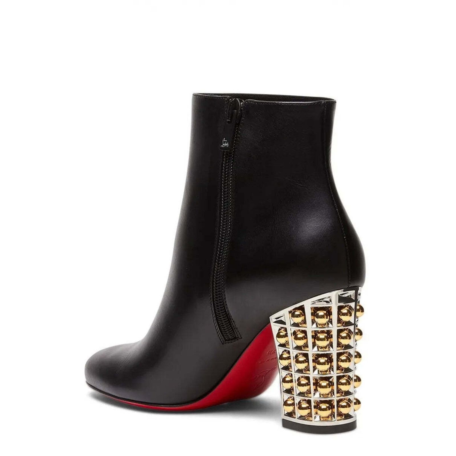 Christian Louboutin Christian Louboutin Vasa Booty 85 Black Leather Silver Gold Size US 6 / IT 36 - 5 Thumbnail