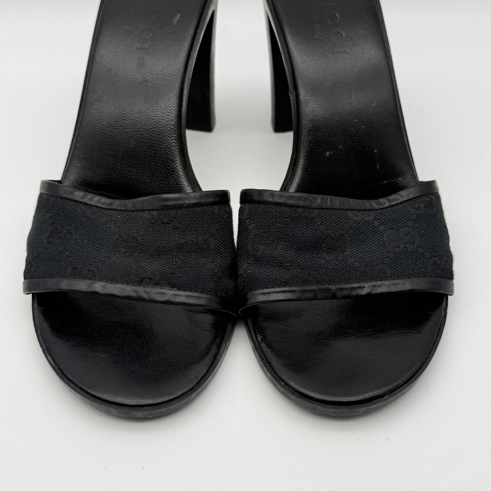 Gucci 90’s Y2K Tom Ford Gucci Heels Size 7 Black Canvas Leather Size US 6.5 / IT 36.5 - 3 Thumbnail