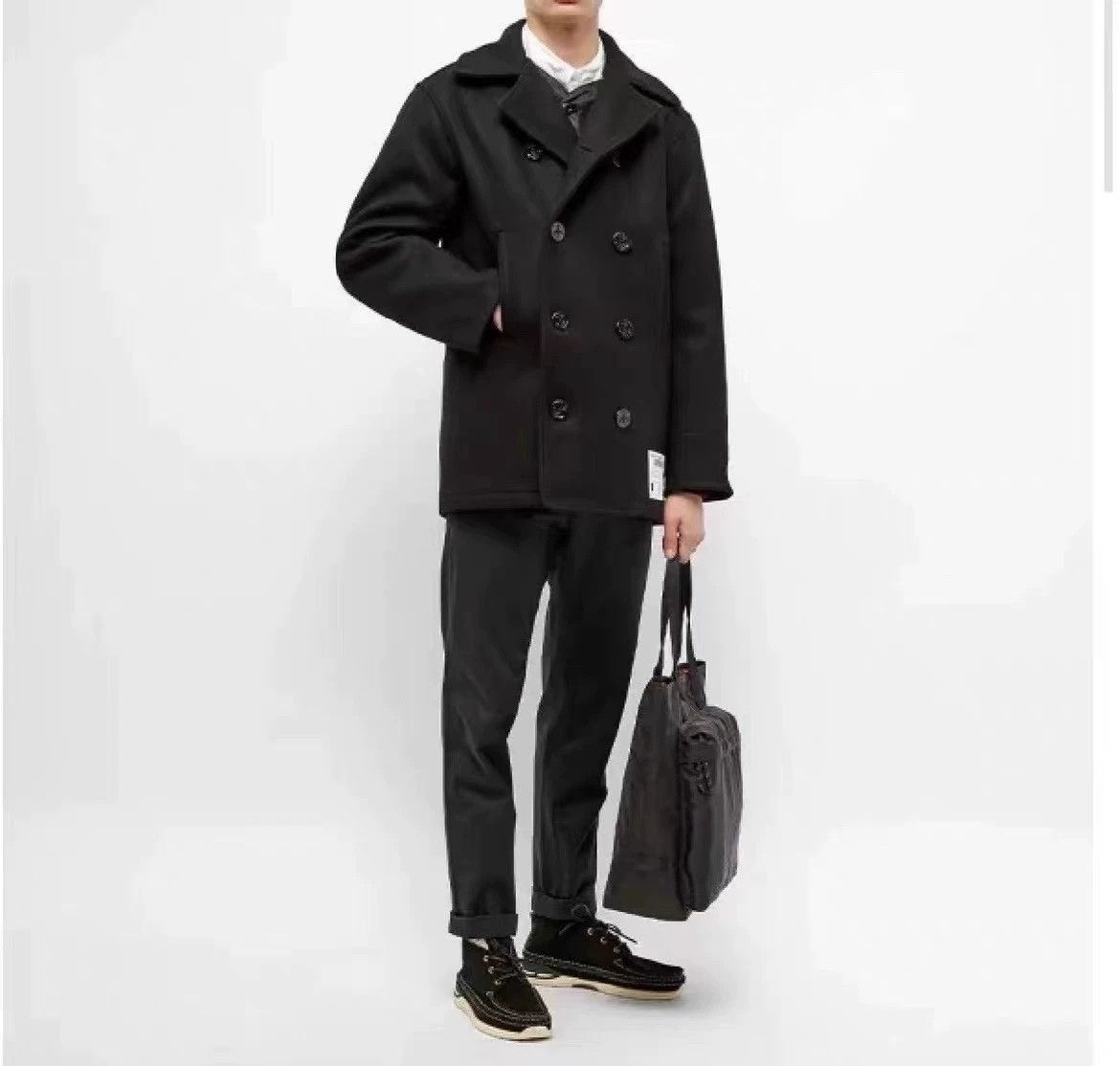Neighborhood Black Double-Breasted Heavy Coat - Size M Size US M / EU 48-50 / 2 - 2 Thumbnail
