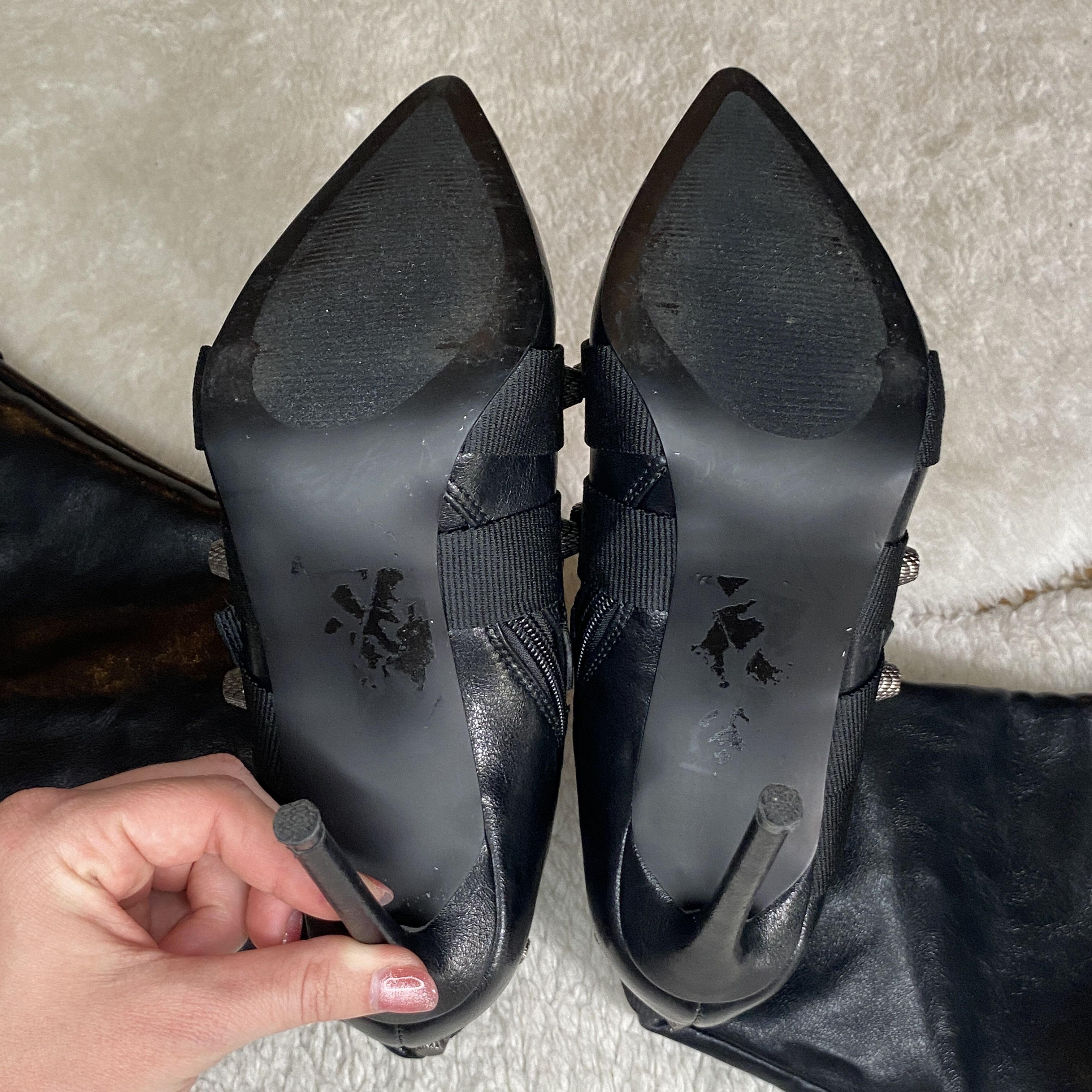 Steve Madden Steve Madden Black Faux Leather Strappy Studded Boots Size US 7.5 / IT 37.5 - 8 Thumbnail