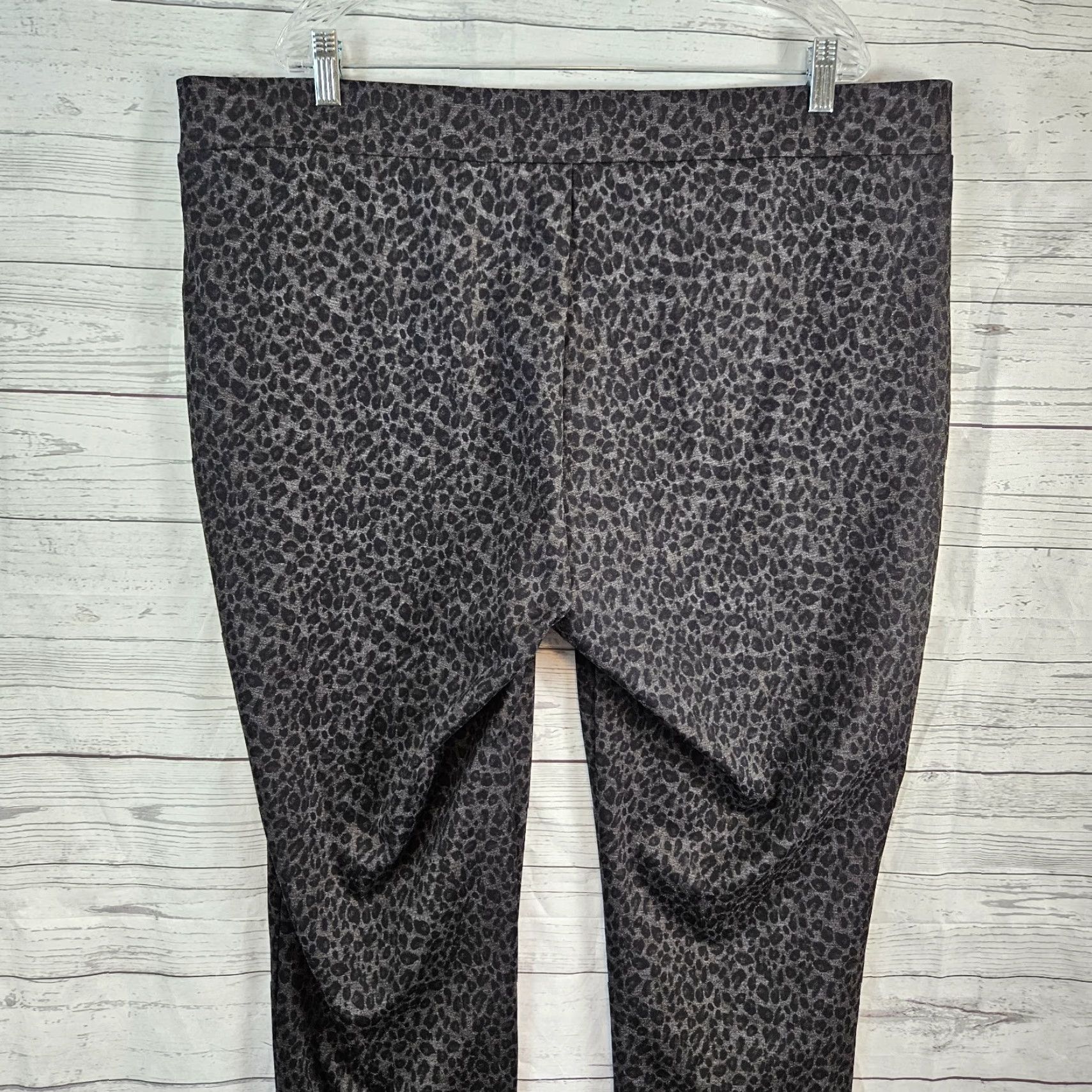 NYDJ NYDJ Womens Ponte Knit Skinny Pants 20W Black Gray Animal Print Pull On Size 42" / US 20 - 4 Thumbnail