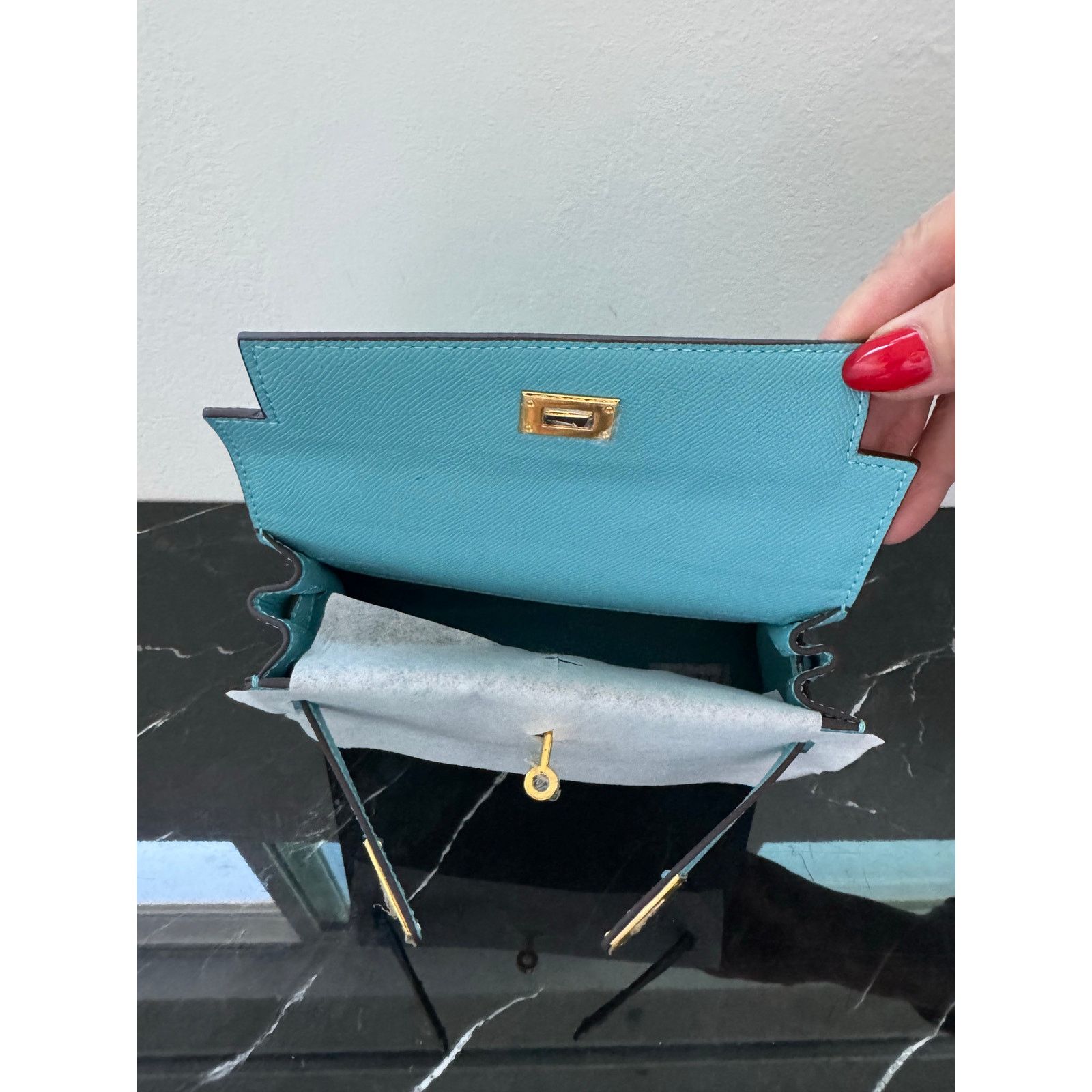 Other Aqua Blue “Kelly-Style” Top Handle Bag Size ONE SIZE - 17 Thumbnail