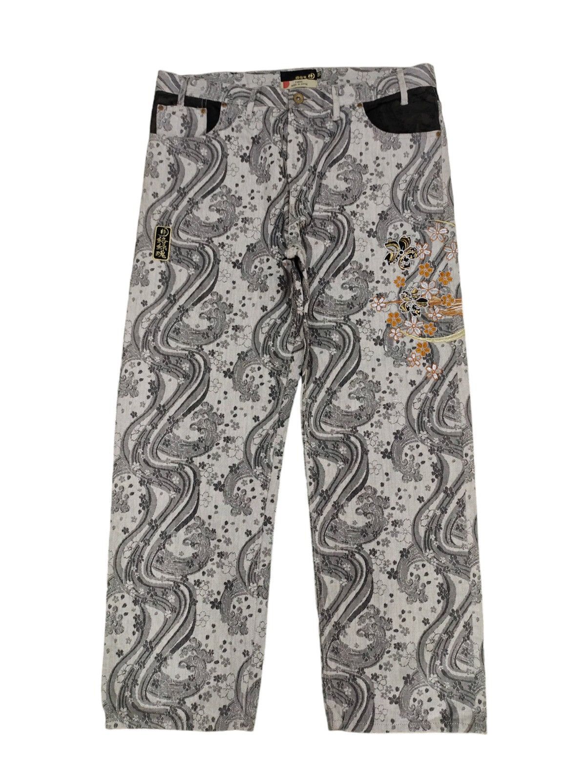 Karakuri Tamashii OG Karakuri Tamashi Sakura & Great Wave Embroider Baggy Jean Size US 39 - 1 Thumbnail