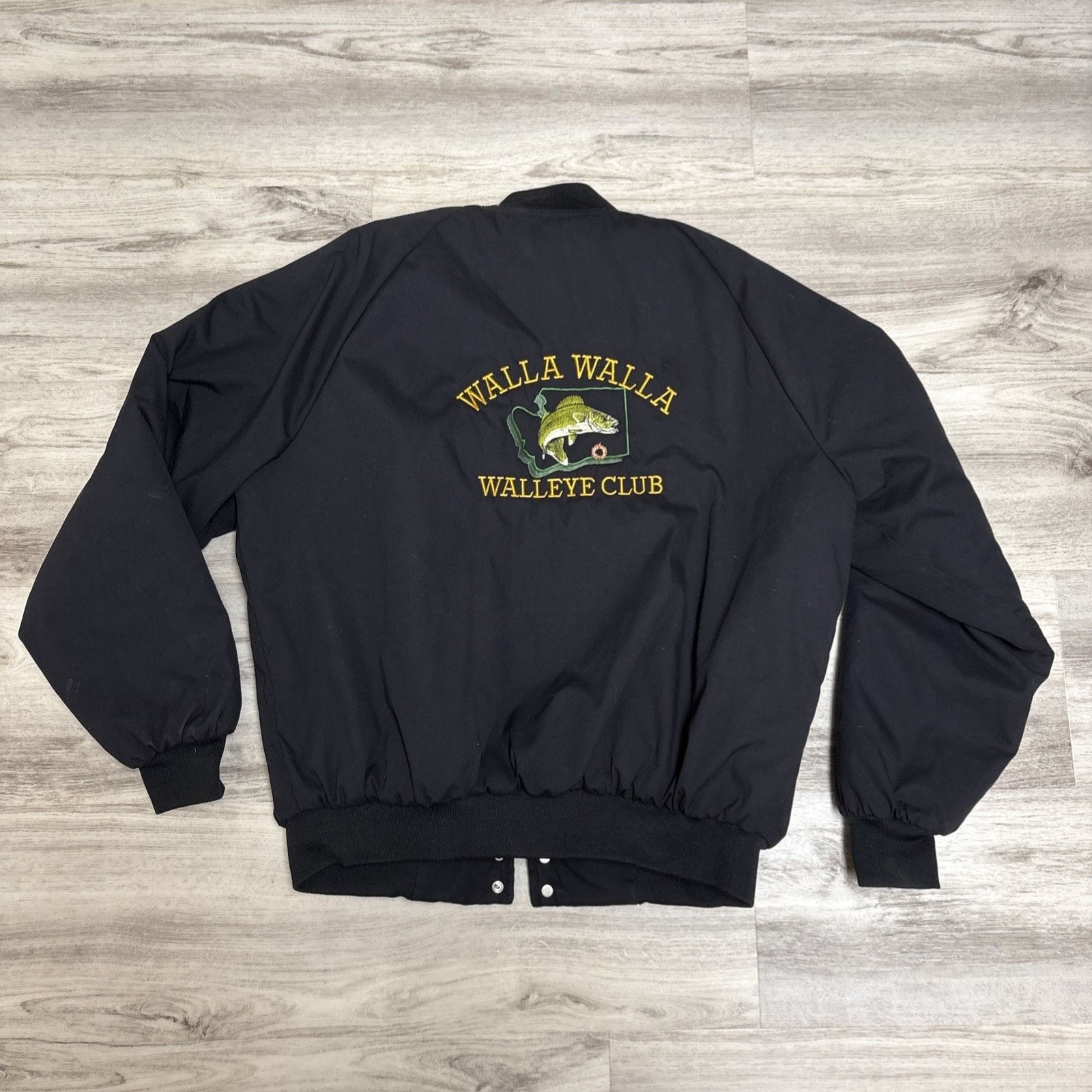 Other Vtg Fishing Club Bomber Jacket Mens XL Black Embroidered Can Size US XL / EU 56 / 4 - 4 Thumbnail