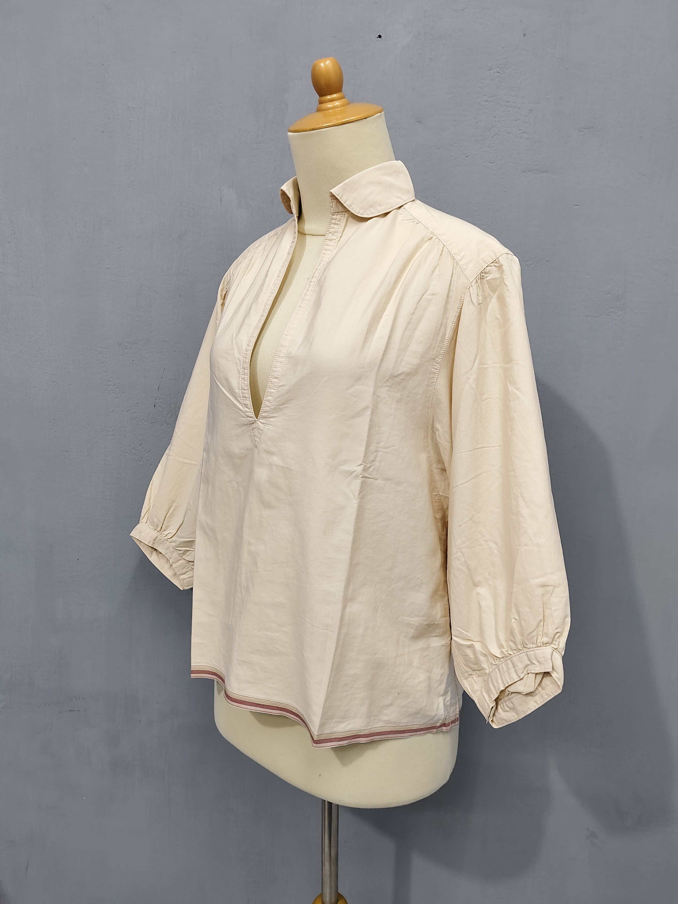 Tsumori Chisato 2000s Tsumori chisato- Deep V Placket Puff Sleeve Cropped Size L / US 10 / IT 46 - 4 Thumbnail