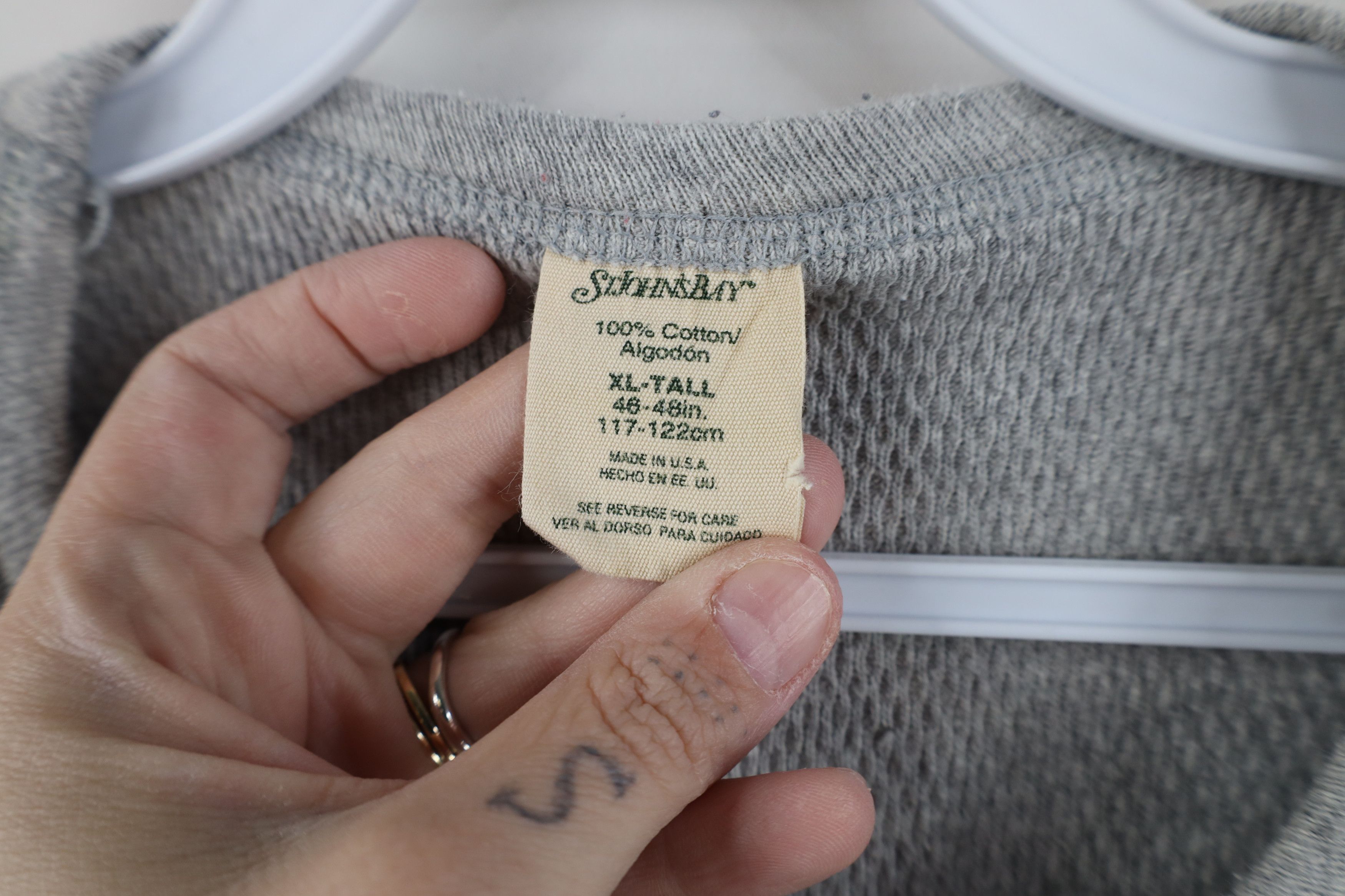 Vintage Vintage 90s Streetwear Thermal Waffle Knit T-Shirt Gray USA Size US XL / EU 56 / 4 - 9 Thumbnail