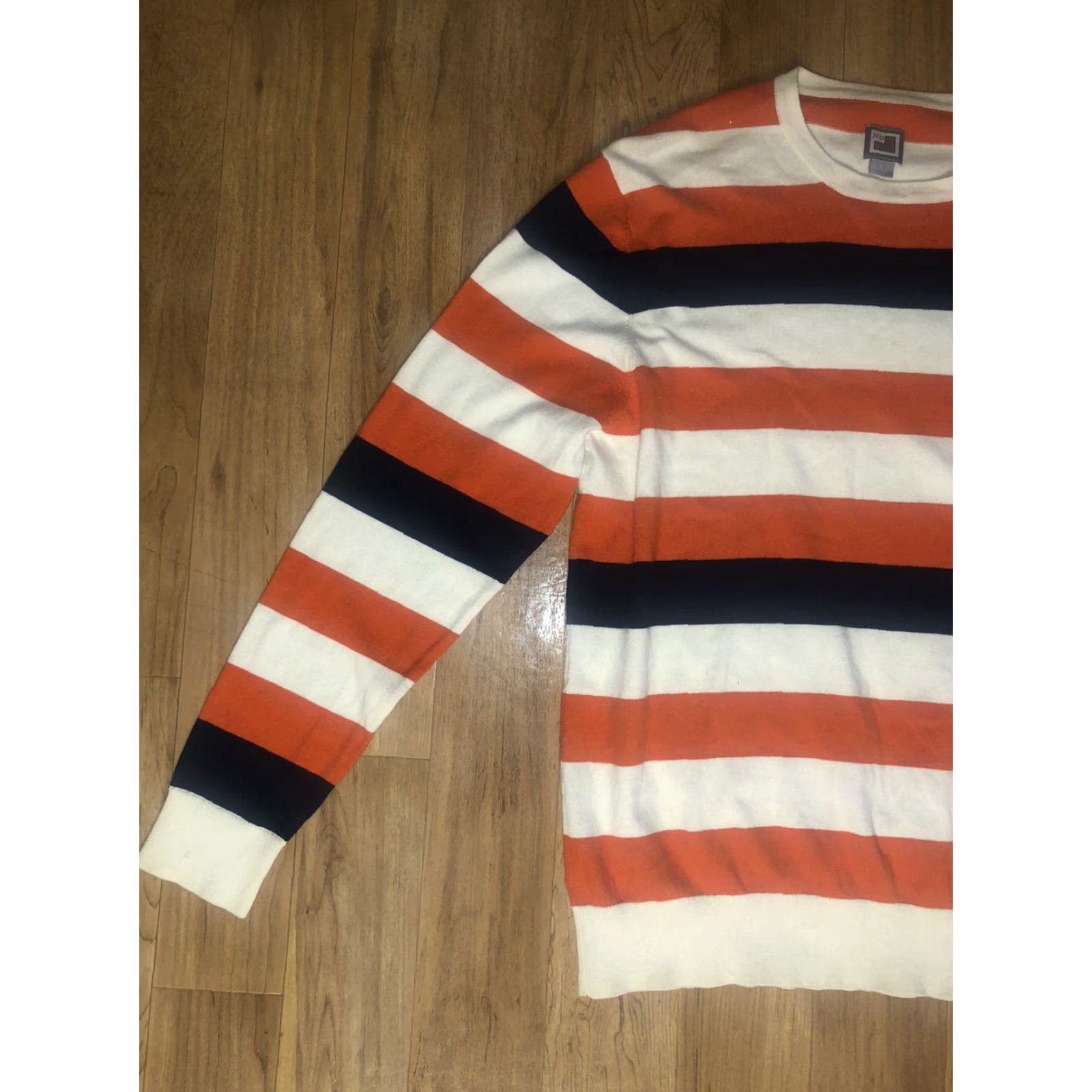 Vintage J. C. Penney Sweater L Long Sleeve Striped Orange Pullover Mens Size US L / EU 52-54 / 3 - 4 Thumbnail