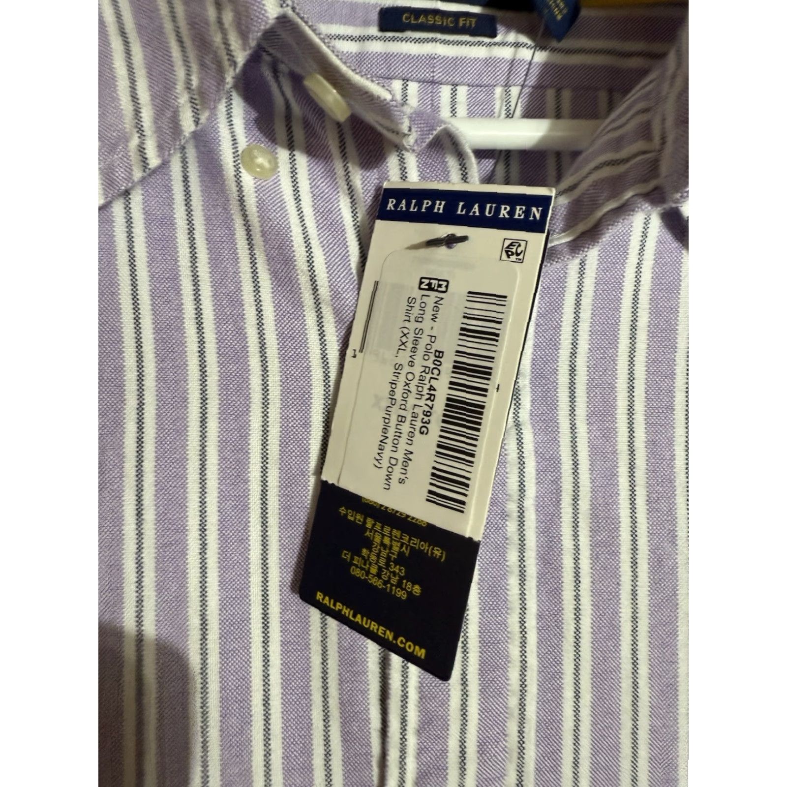 Polo Ralph Lauren Polo Ralph Lauren Shirt Button Down Mens XXL Classic Fit Striped Oxford Pastel Purple Easter Preppy Mens Size US XXL / EU 58 / 5 - 3 Thumbnail