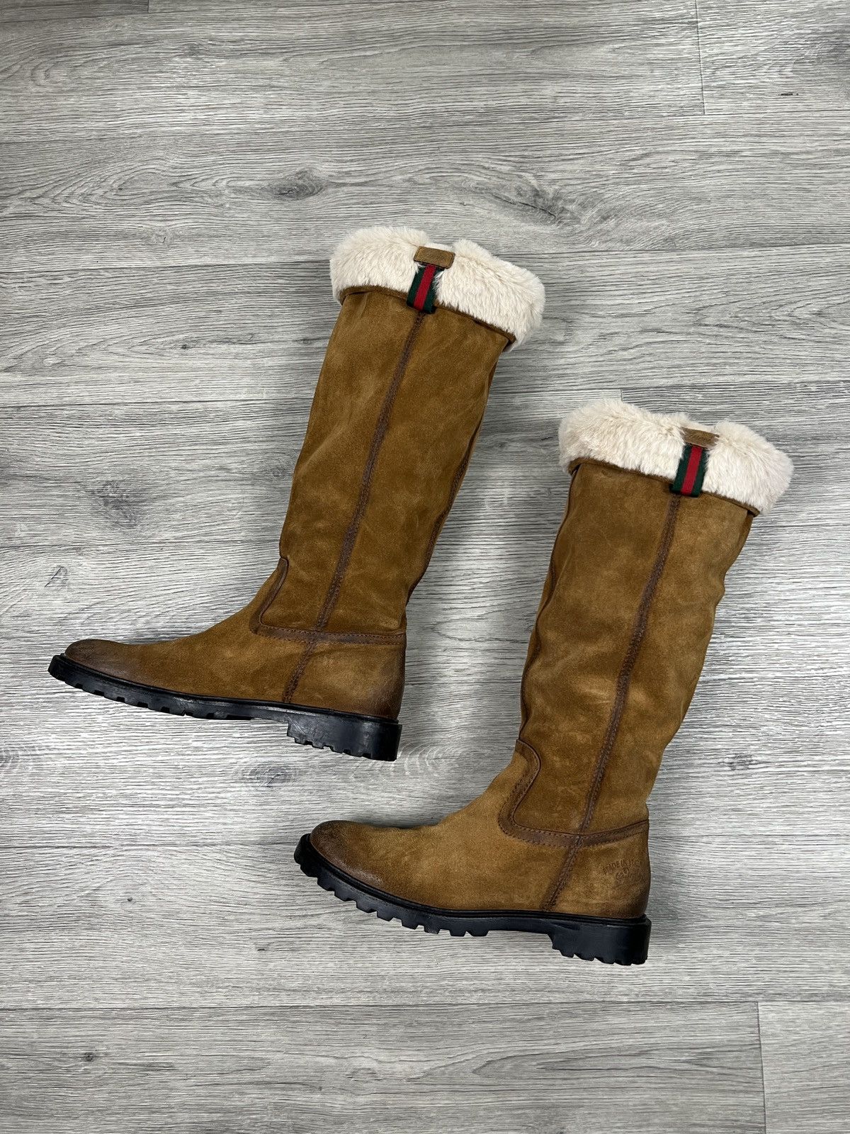 Gucci Gucci Saint Moritz Women Brown Suede Fur Lined Boot Size US 7.5 / IT 37.5 - 2 Thumbnail