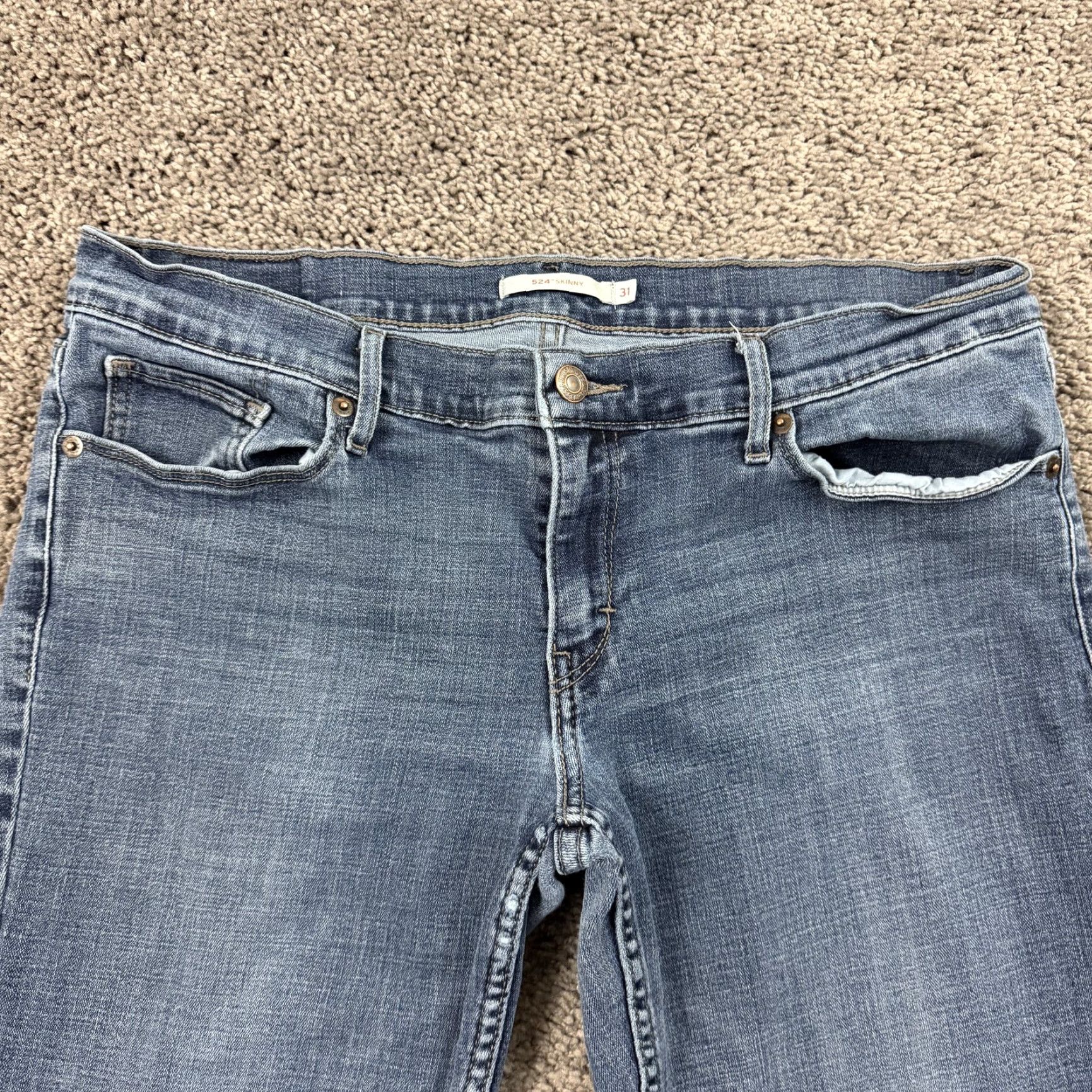 Levi's Levi's 524 Jeans Womens 31 Skinny Low Rise Stretch Medium Wash Denim 32x30 Blue Cotton Blend Logo Jeans Womens Size 24" / US 00 / IT 34 - 2 Thumbnail