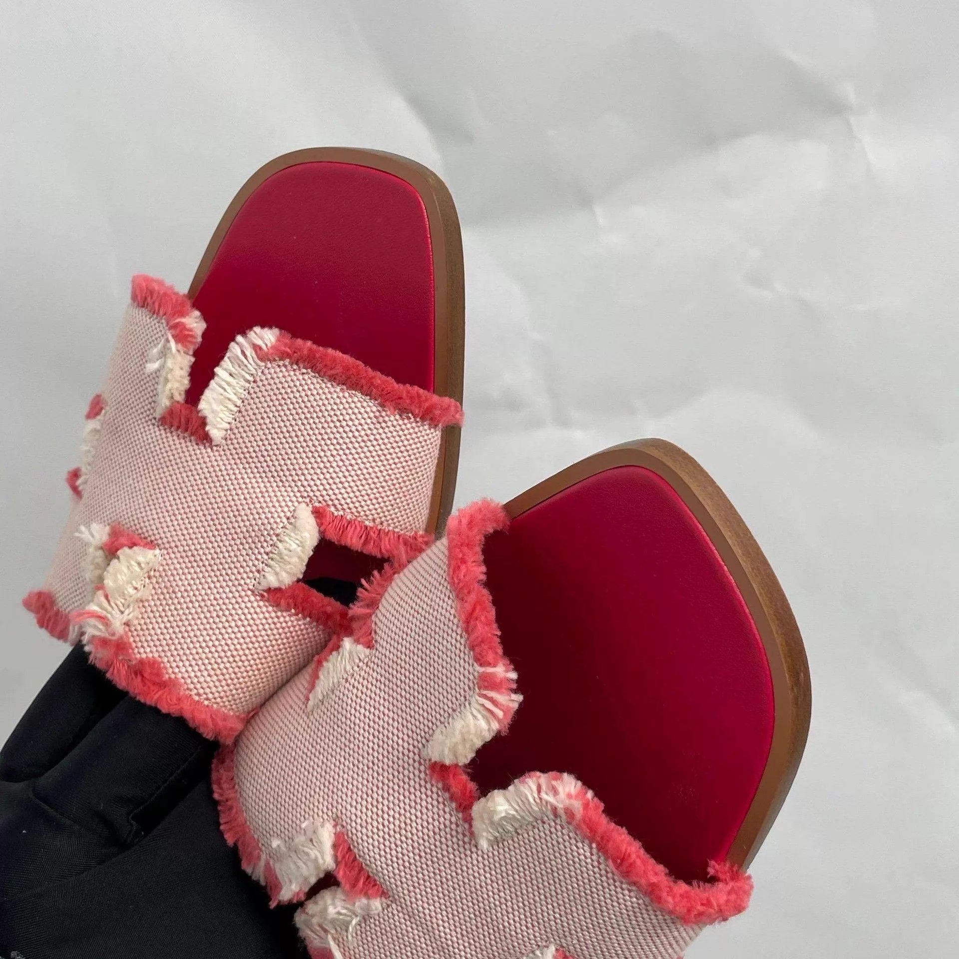 Hermes Hermès leather slippers pink red Size US 6.5 / IT 36.5 - 3 Thumbnail