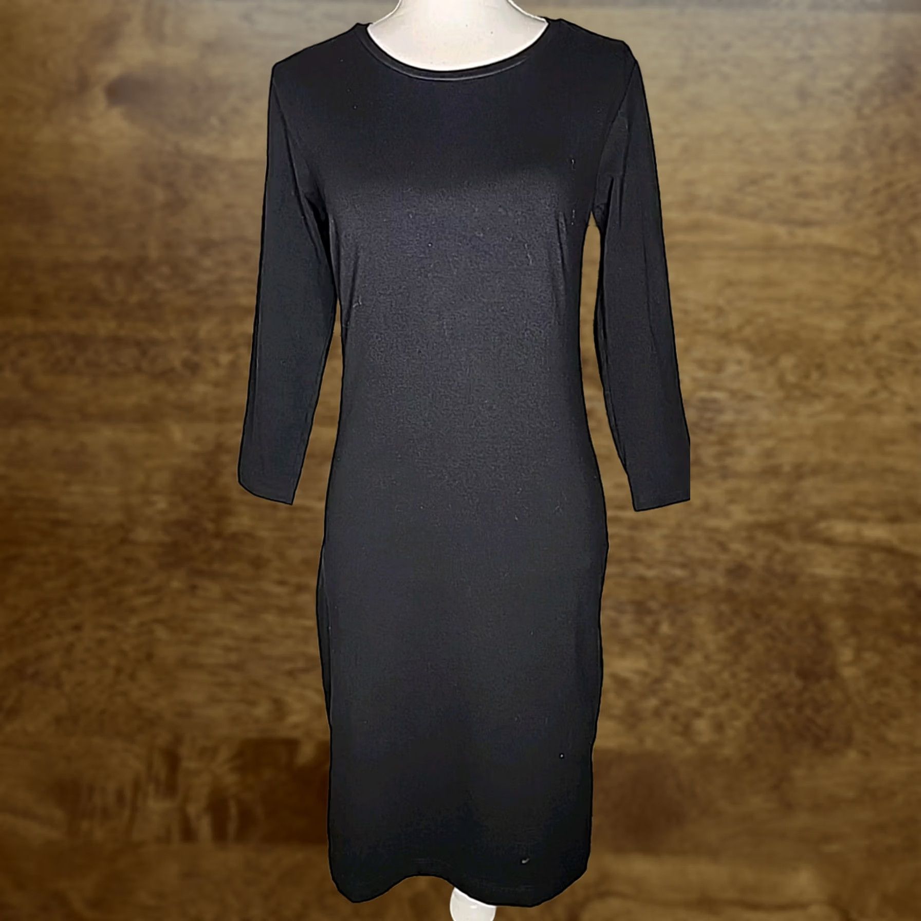 old navy knee length dresses Old Navy Dress Women's Small Black 3/4 Sleeve Sheath Pencil Solid Stretch stocked