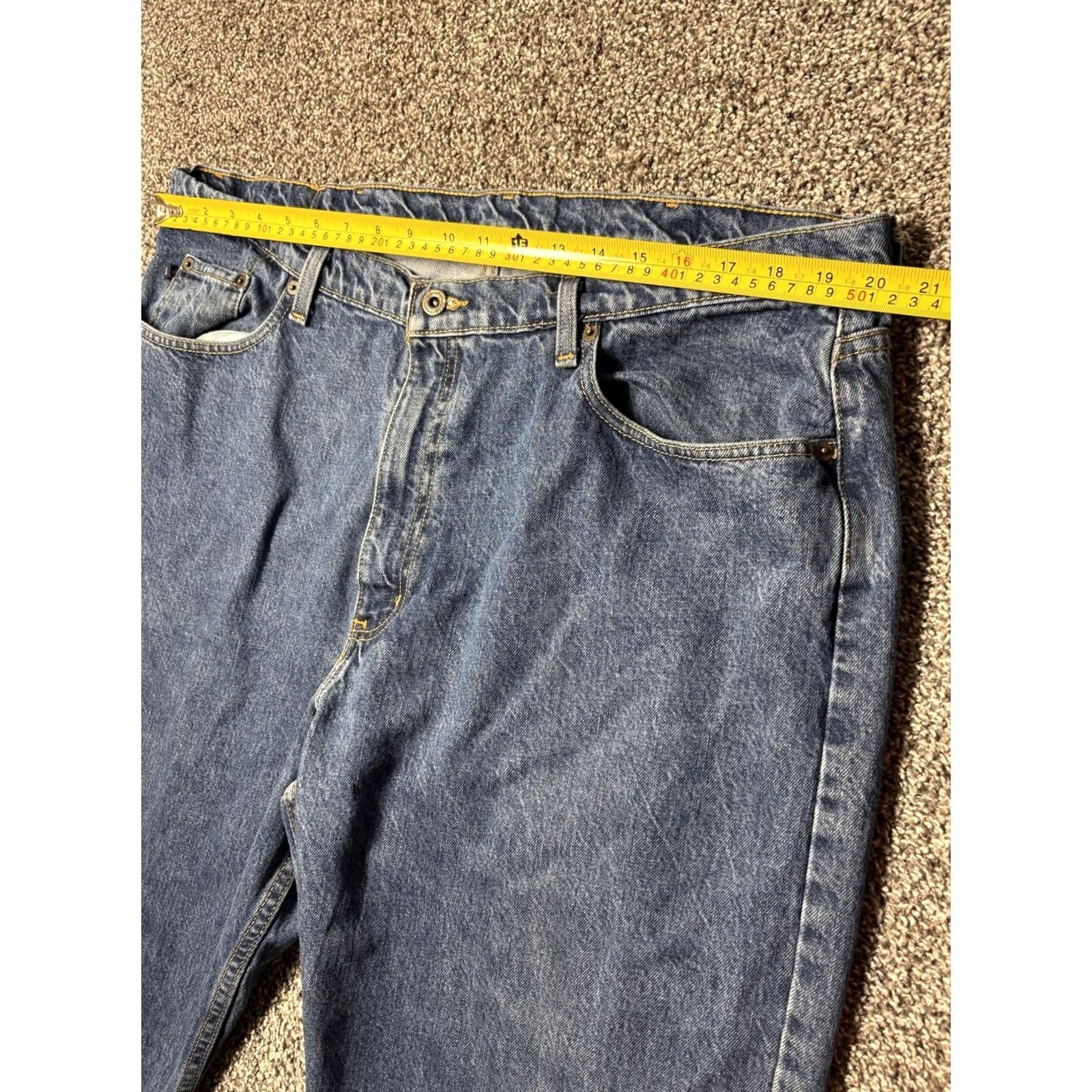 Polo Ralph Lauren VINTAGE Polo Ralph Lauren Jeans Mens 40x32 RL Relaxed Fit 90s Blue Denim Leather Back Patch 5-Pocket Straight Mid Rise 32 Inseam Men's Jeans Size US L / EU 52-54 / 3 - 4 Thumbnail