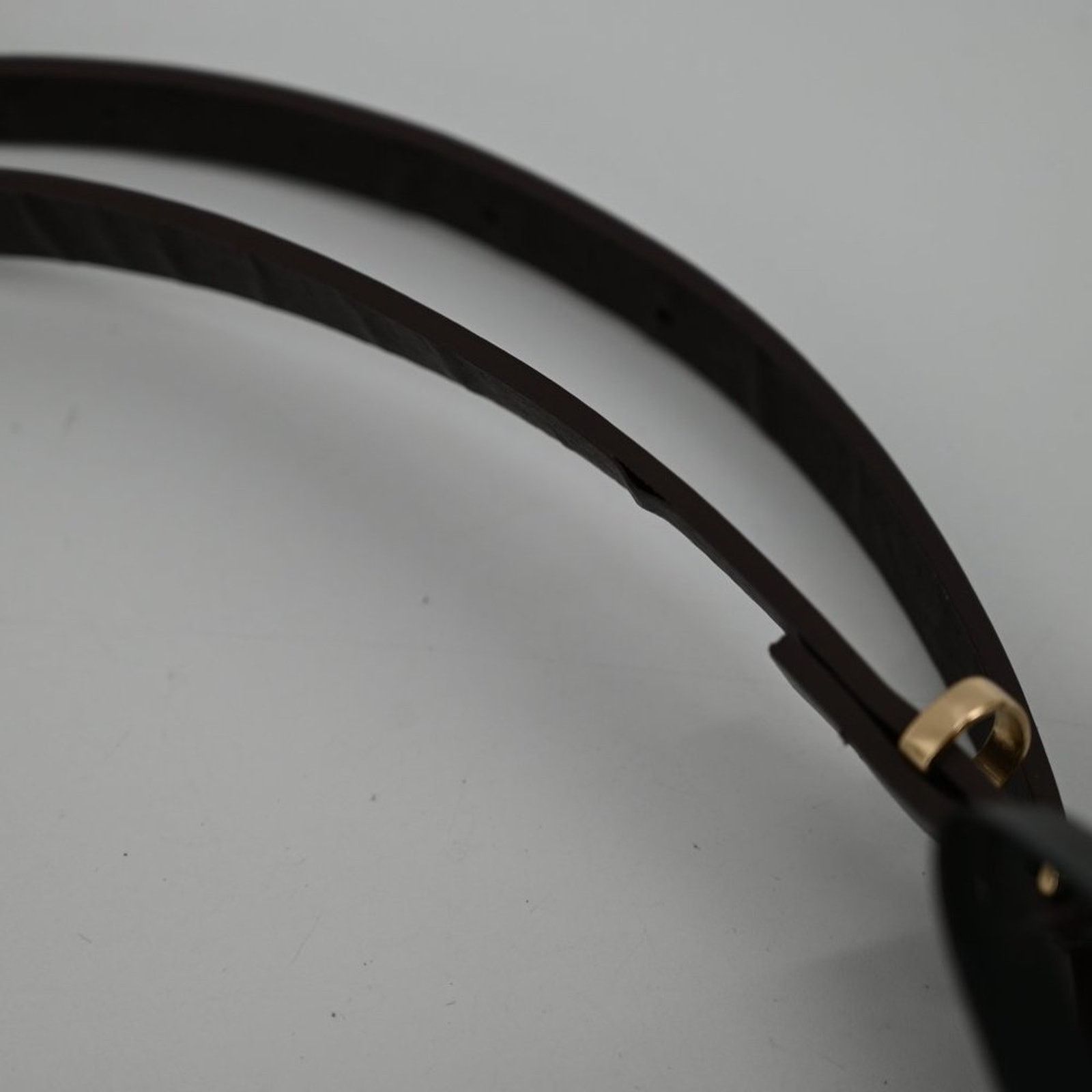 Other LP Blue Dark Brown Faux Leather Skinny Belt Fashion Gold L Size ONE SIZE - 4 Thumbnail