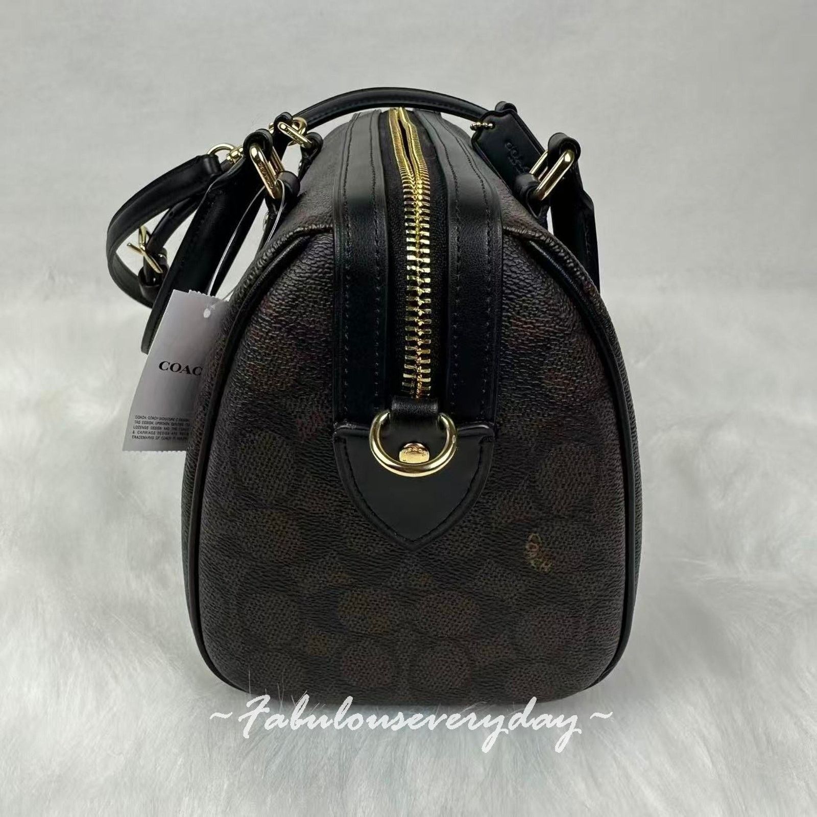 Coach Coach Rowan Satchel Crossbody Sig Canvas/Gold/Walnut/Black Size ONE SIZE - 4 Thumbnail