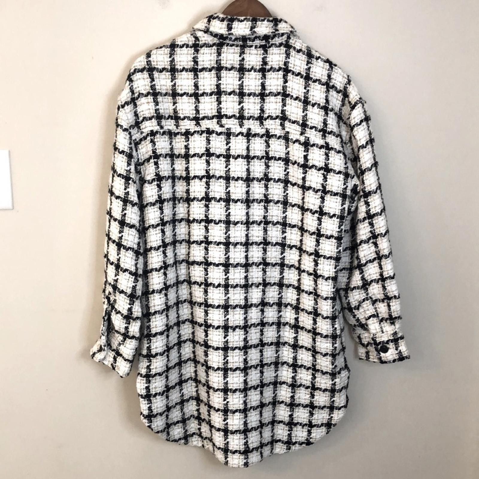 Bob Marley Marled Tweed coat Shacket Black Gold cream plaid SZ Medium Size M / US 6-8 / IT 42-44 - 7 Thumbnail