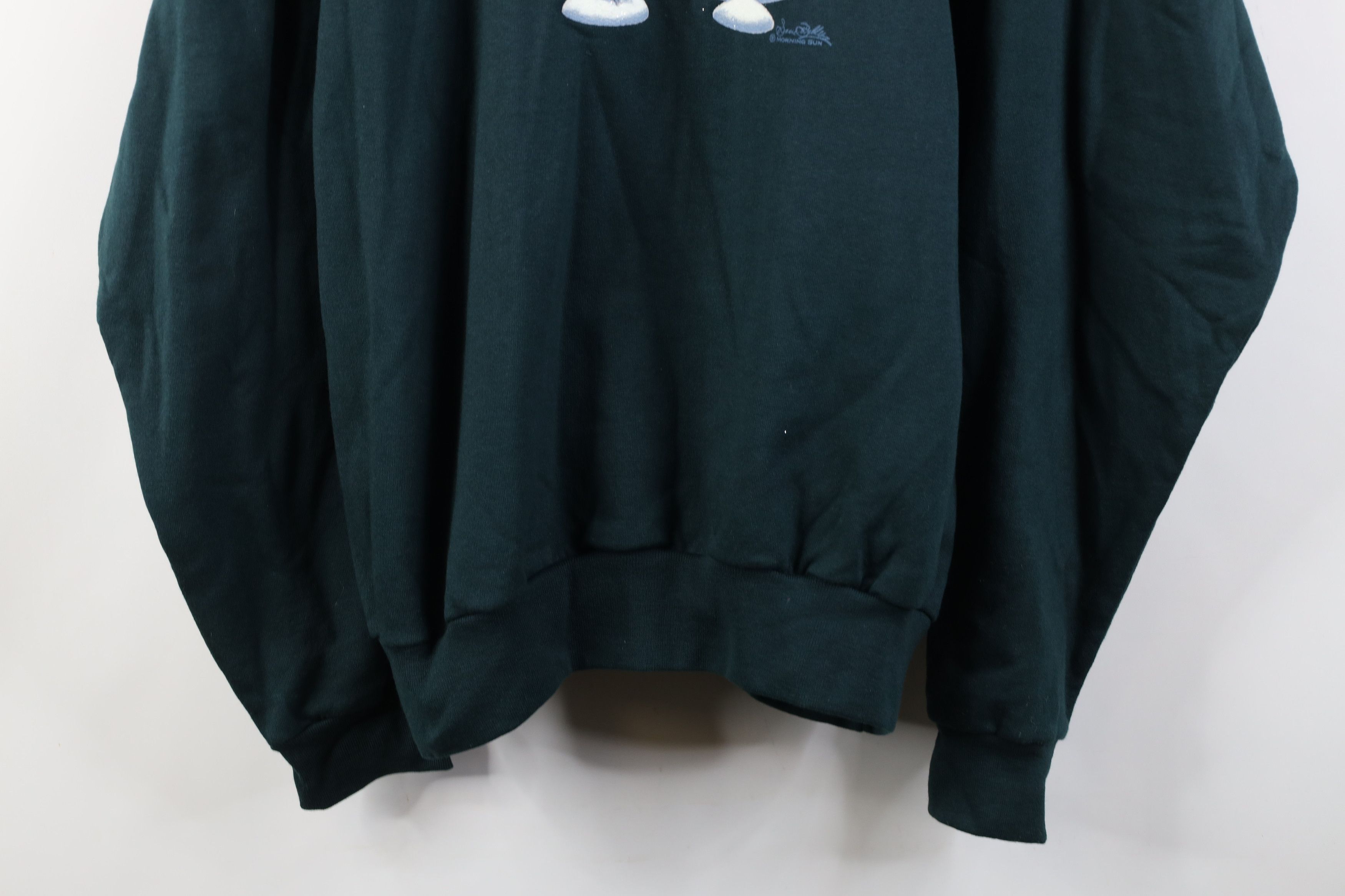 Vintage Vintage 90s Streetwear Nature Snow Birds Sweatshirt Green Size XL / US 12-14 / IT 48-50 - 3 Thumbnail