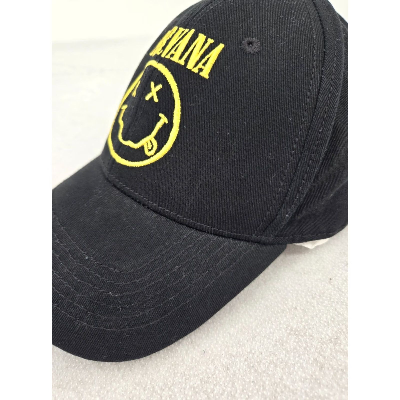 Vintage Nirvana Adjustable Hat Black Smiley Face Embroidered Baseball Rock Men Adjustable Baseball Cap Size ONE SIZE - 6 Thumbnail
