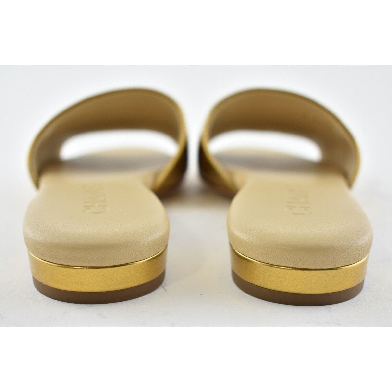 Chanel Chanel 19A Gold Laminated Lambskin CC Red Logo Slide Size US 6 / IT 36 - 11 Thumbnail