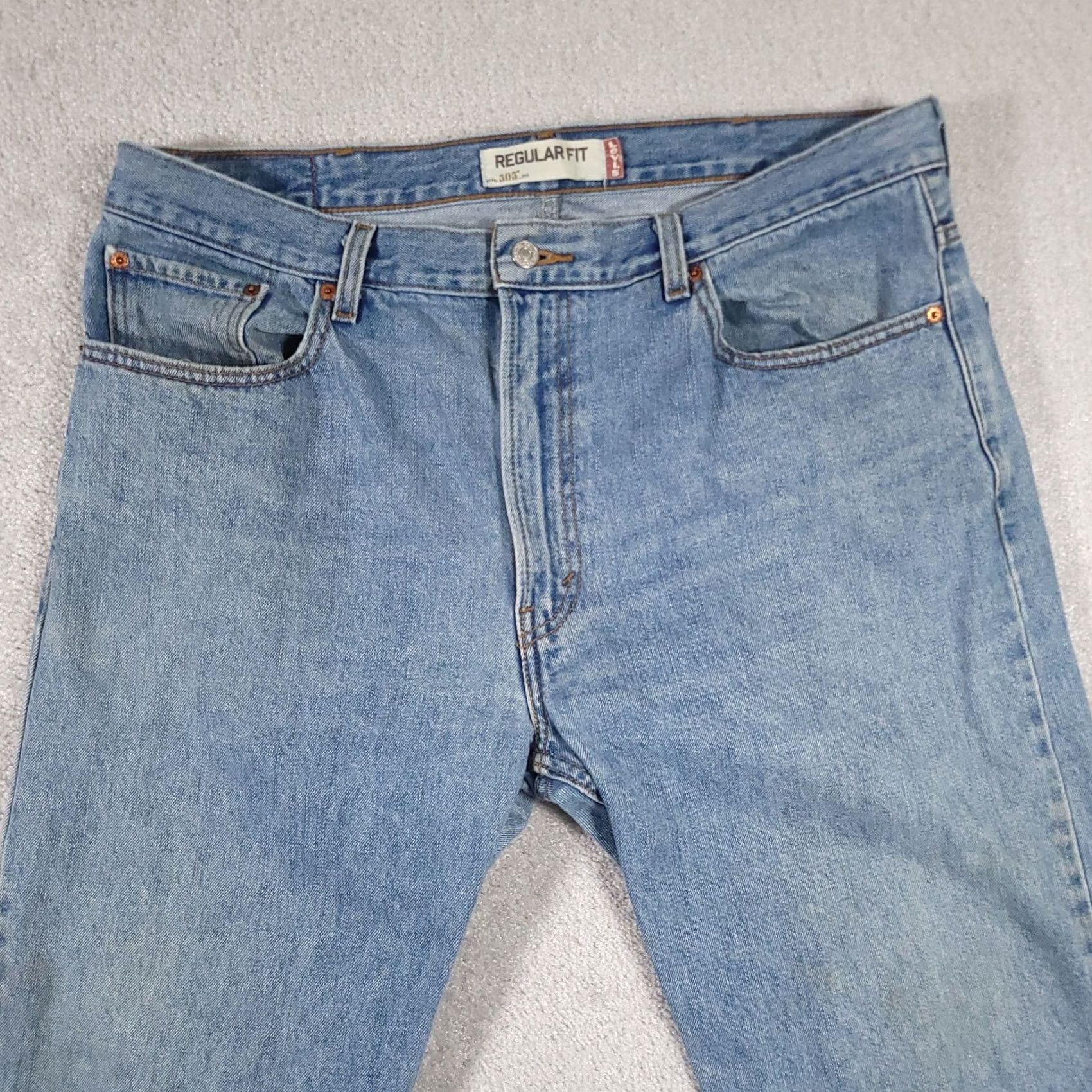 Levi's VINTAGE Levi's 505 Jeans Straight Men's 38x34 Grunge Blue Blue Jeans Regular Fit 5-Pocket Denim Belt Loops Zipper Button Straight Leg Casual Mens Size US 38 / EU 54 - 3 Thumbnail