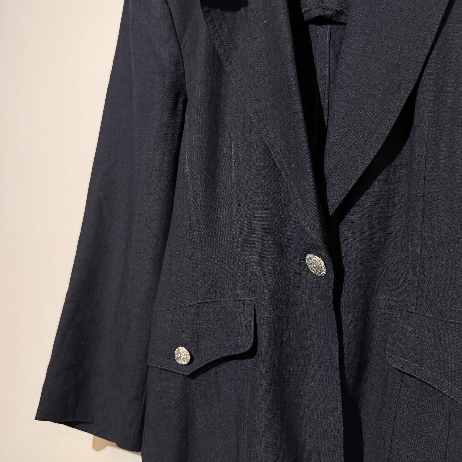 Escada × Vintage Escada Margaretha Navy Linen Wool Blazer Jacket Size 38 IT Size US L / EU 52-54 / 3 - 6 Thumbnail