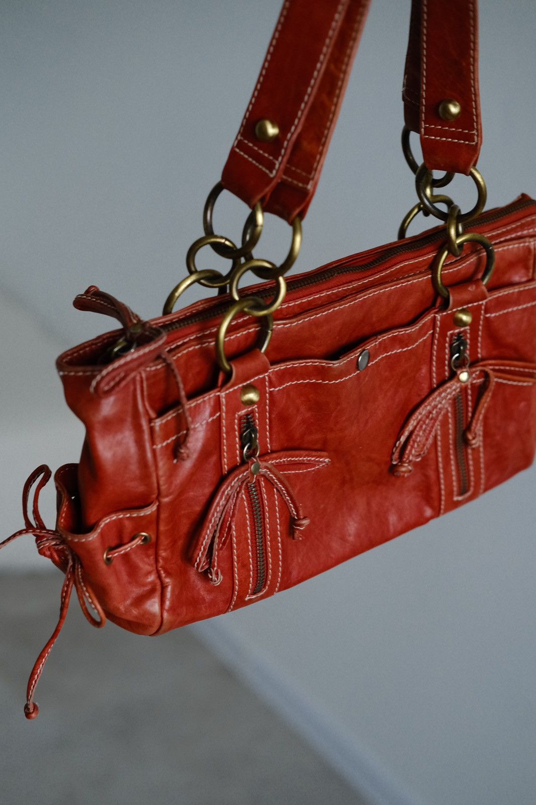 Vintage Red leather y2k grunge bag Size ONE SIZE - 7 Thumbnail