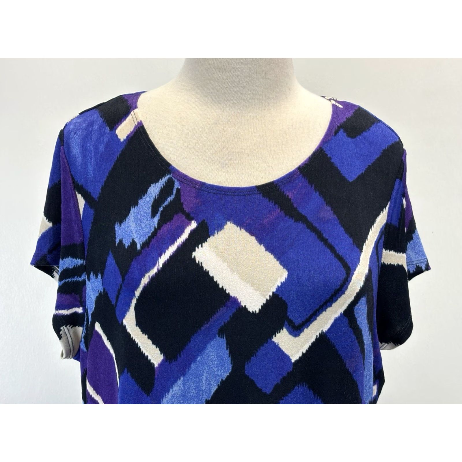 Vintage Chicos Slinky Maxi Dress Sz 3 US X-Large Women’s Purple Abstract Stretch Travel Size XL / US 12-14 / IT 48-50 - 5 Thumbnail