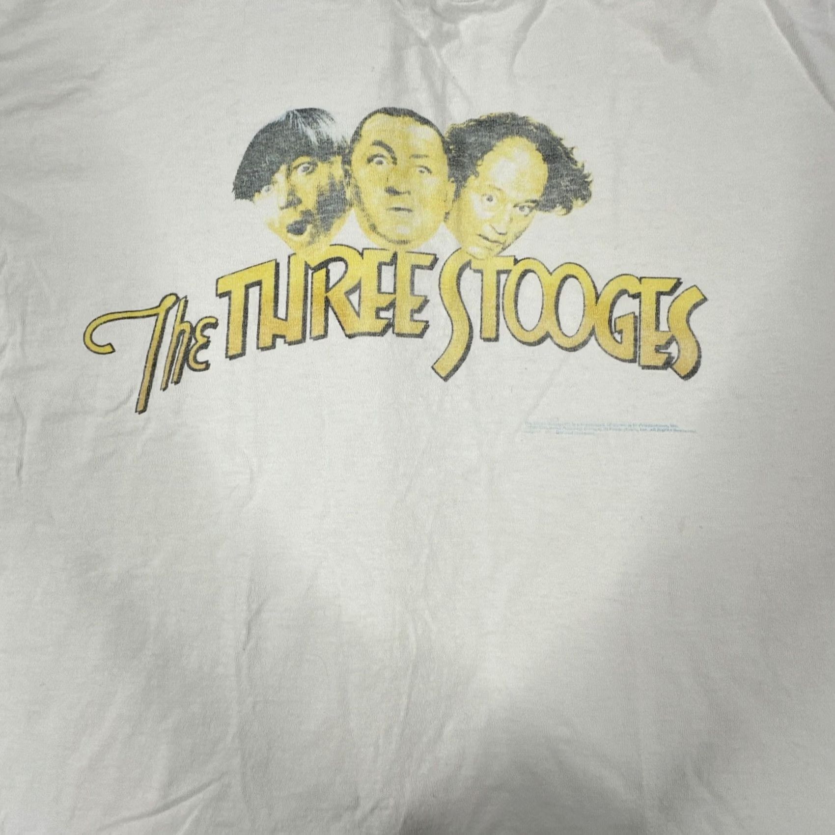 Vintage VINTAGE Oneita T-Shirt Stoogies 90s White Crew Neck Short Sleeve 3 Graphic Print Mens Size US M / EU 48-50 / 2 - 6 Thumbnail