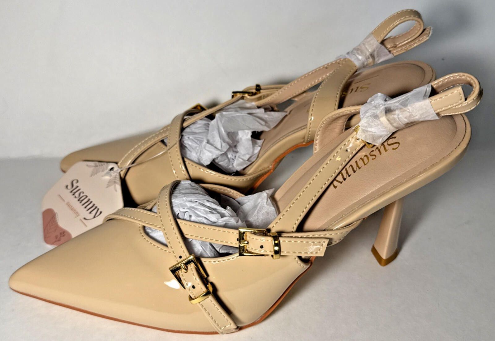 Other Susanny Closed Toe High Heels Slingback Strap Nude Womens 6 Size US 8.5 / IT 38.5 - 3 Thumbnail