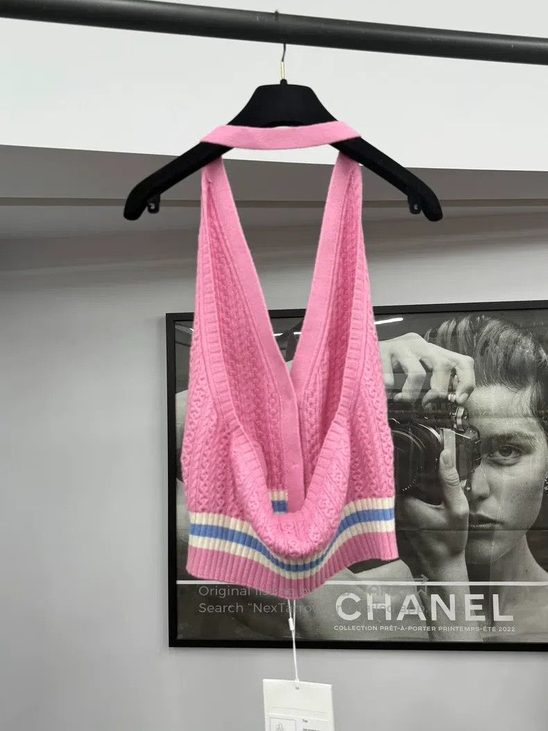 Chanel Chanel Pink neck knit top Size XS / US 0-2 / IT 36-38 - 3 Thumbnail