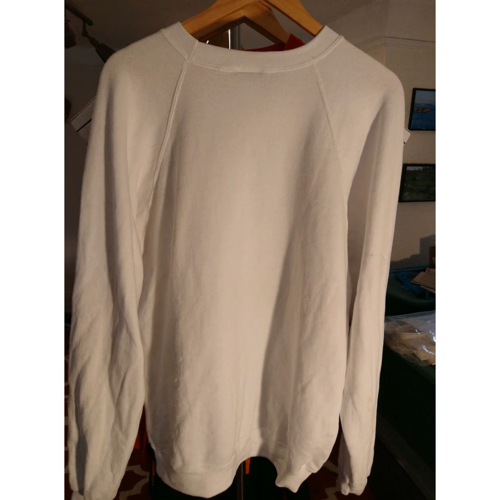 Vintage VINTAGE Made In USA Grail Y2k Millennium Pullover Sweater L 1990s Sweatshirt Mens White Cotton Blend Crew Neck Long Sleeve Baggy Fit Size US L / EU 52-54 / 3 - 3 Thumbnail