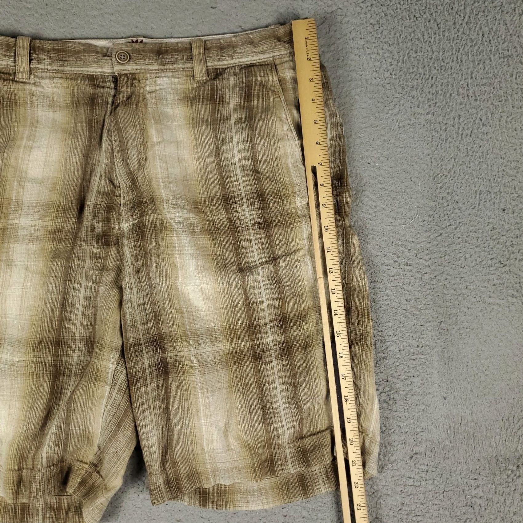Tommy Bahama Tommy Bahama Shorts Mens Size 36 Brown Plaid Linen Casual Flat Front Chino Size US 36 / EU 52 - 5 Thumbnail