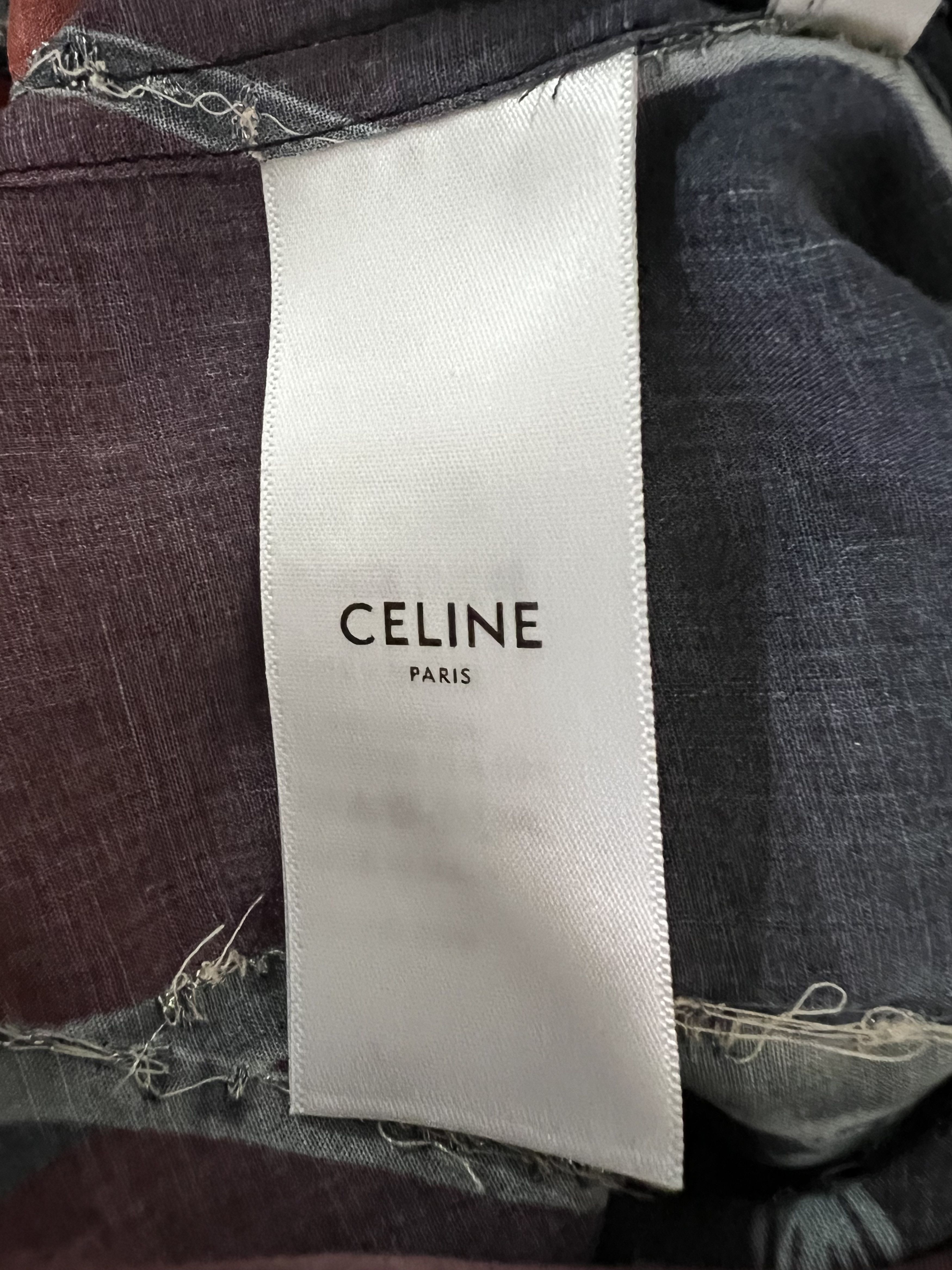Celine × Hedi Slimane Palm Embroidered Short Sleeved Shirt Size US M / EU 48-50 / 2 - 14 Thumbnail
