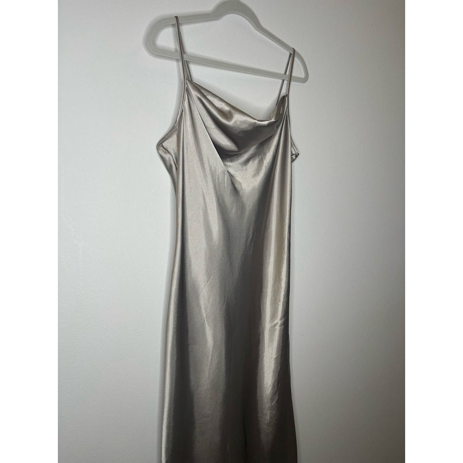 Bebe Bebe silver slip dress with cowl neck Size L / US 10 / IT 46 - 5 Thumbnail
