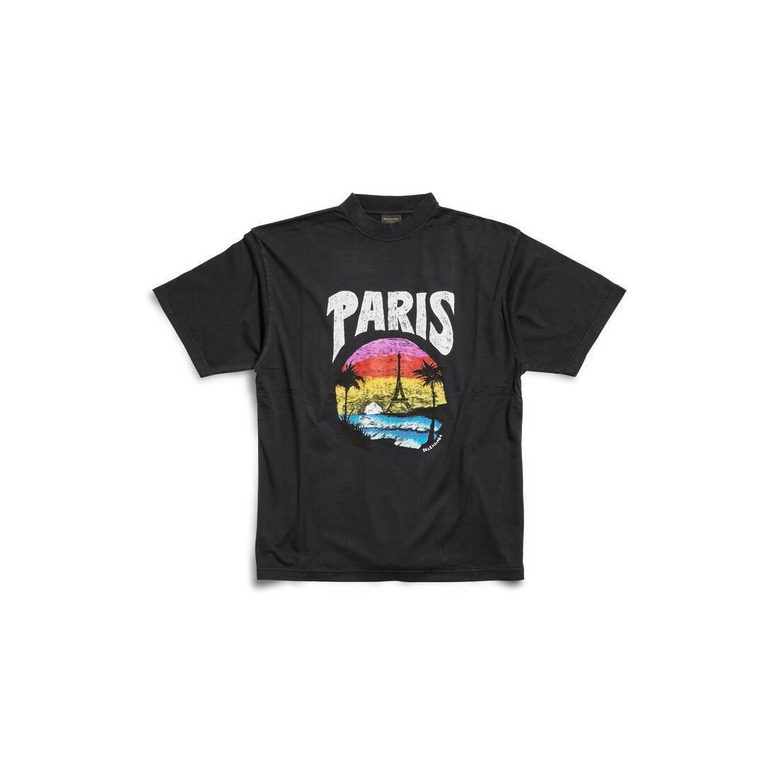 Balenciaga o1la1rc1a0625 Paris Tropical T-Shirt Medium Fit in Black Size S / US 4 / IT 40 - 1 Thumbnail